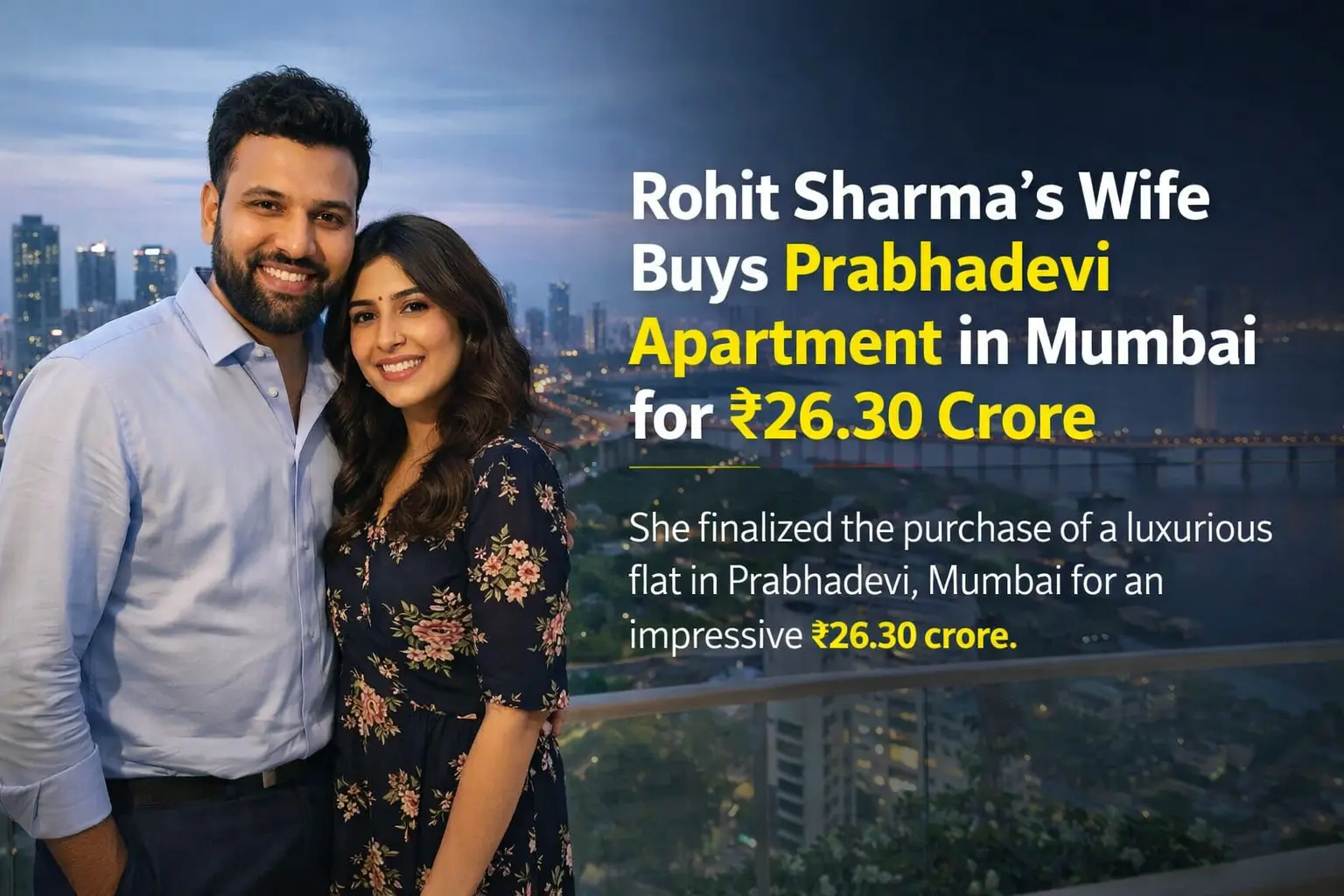 Rohit Sharma’s Wife Buys Mumbai Property for ₹26.30 Cr